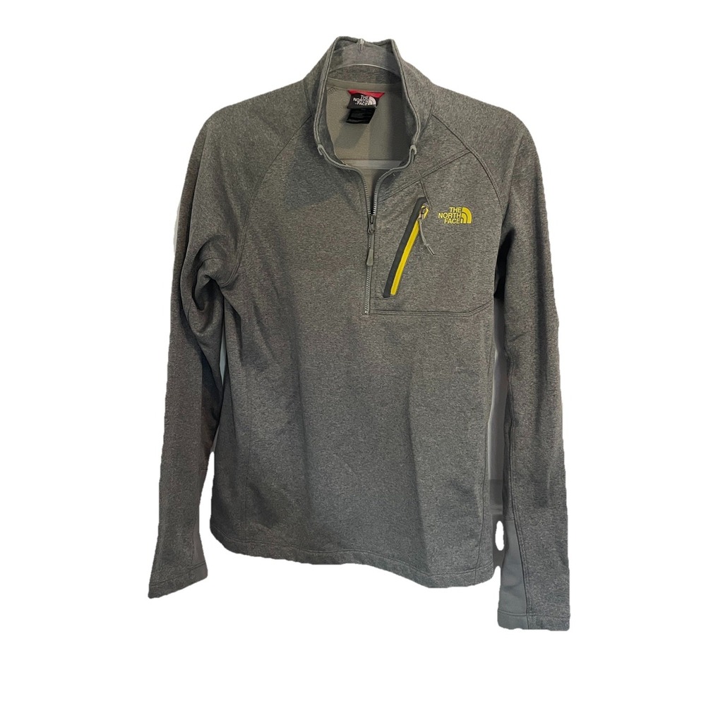 The North‎ Face Men's Size Small 1/4 Zip Grey Chest Pocket Pullover Jacket